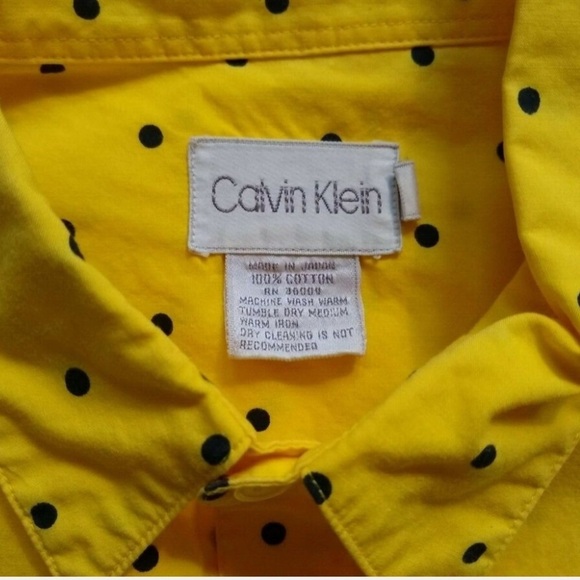 Calvin Klein Yellow vintage Button Down Shirt, small - Picture 3 of 4